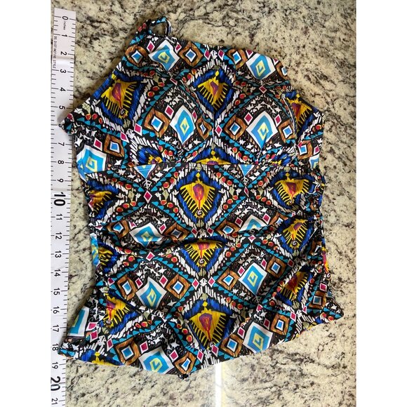 Womens Halter Tankini Swimsuit Top 14 Aztec Print Adjustable Straps Beach - Picture 7 of 7